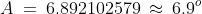 A \:=\:6.892102579 \:\approx\:6.9^o